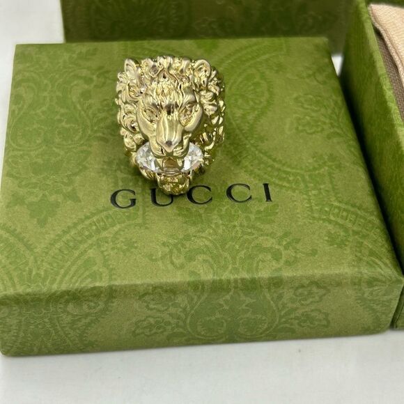 Men’s Gucci, Lionhead crystal motif ring size 10 made in Italy - Picture 4 of 9